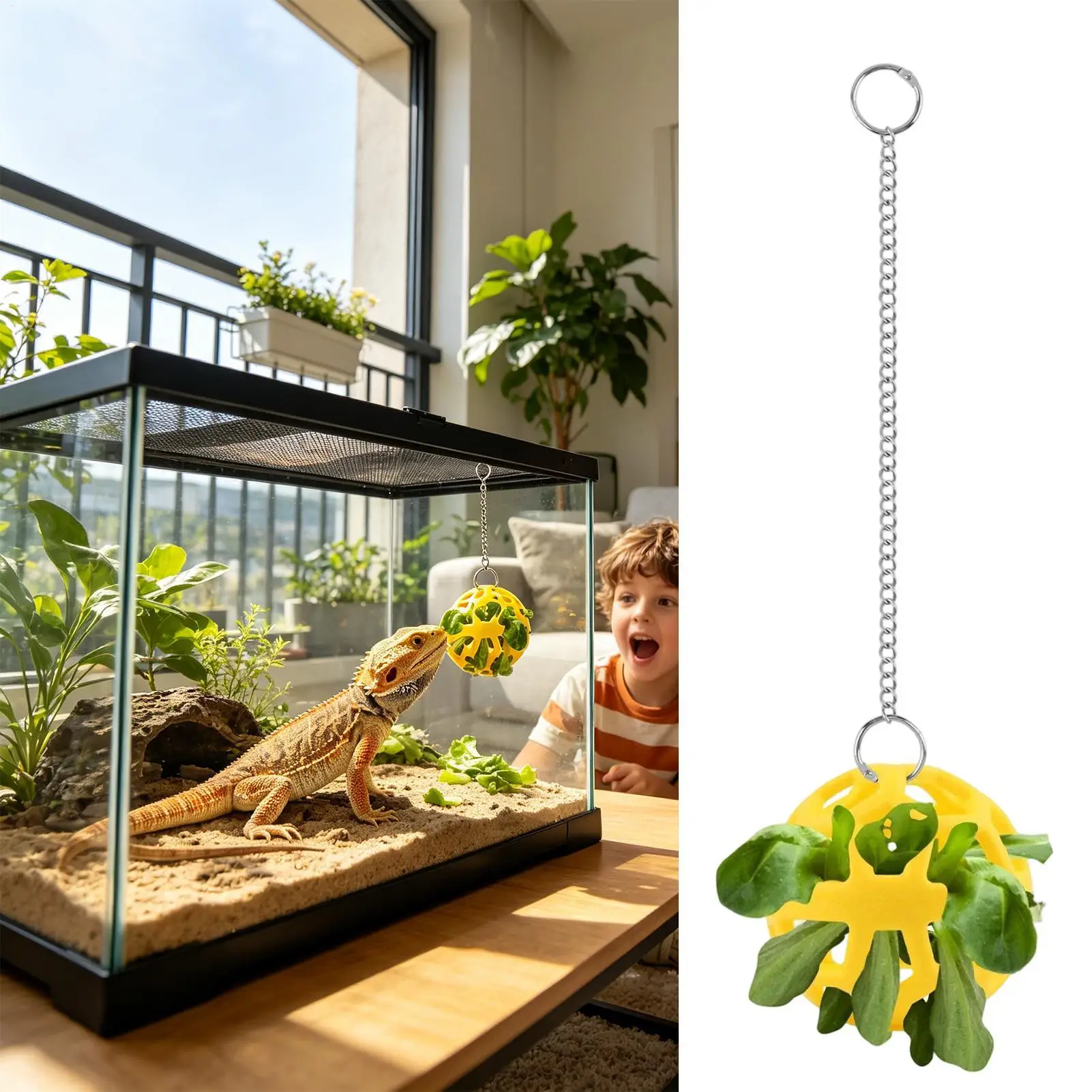 Bearded Dragon Interactive Feed Ball with Suction Cup Gecko Bell Leopard Feeder Toy Tank Accessories 1005012619702566