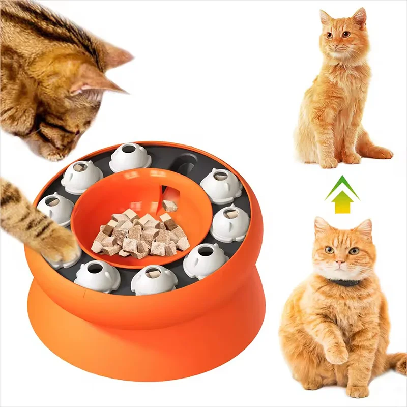Cat Puzzle Slow Feeder Bowl Interactive IQ Toy Anti Gulping Dish for Cat Mental Stimulation Improve 1005012624756096