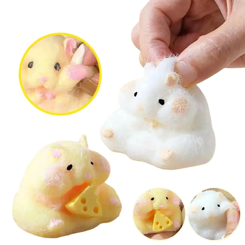 Squishy Hamster Toy with Cheese Cute Desktop Decor Funny Stress Relief Decompression Fidget Toys 1005012632703216