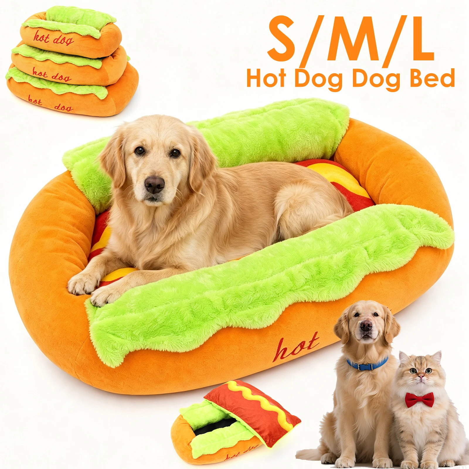 Cute Hot Bread Design Dog Bed with Detachable Washable Cover 1005012880691706